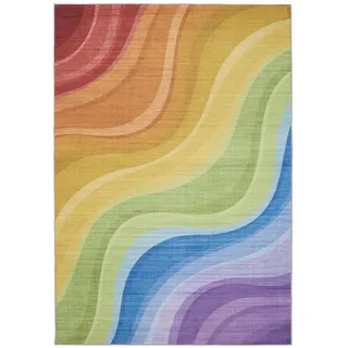 benuta Teppich George waschbar 200x300 cm , Multicolor, Lila , Kunststoff , Abstrakt , Rechteckig , 200x300 cm , Oeko-Tex® Standard 100 , in verschiedenen Größen erhältlich, rutschfeste Unterfläche, waschbar , Teppiche und Böden, Teppiche