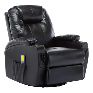 vidaXL Massage-Schaukelsessel Schwarz Kunstleder