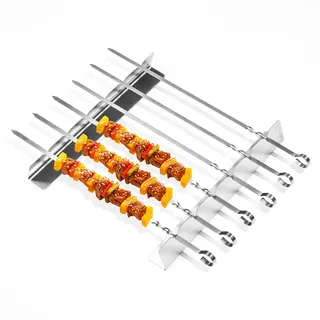 TEUYOE Edelstahl Grillspieße Set, 6 x Stainless Steel Barbecue Skewers + 2 x Grill Frame + Bag, Grill Kabob Spieße, Kebab Spieße Schaschlikspiesse, BBQ-Spieße für Lagerfeuer Oder Grillschale