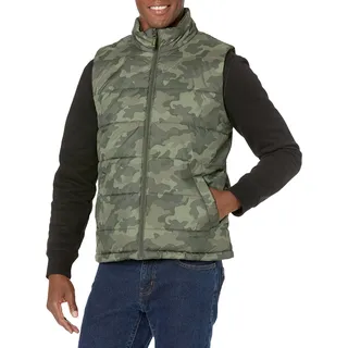 Amazon Essentials Herren Mittelschwere Isolierte Daunenweste Mit Fleecefutter, Armeegrün Tarnmuster, XL