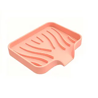 Seifenschale Silikon mit Ablauf, Seifenablage biegsam Seifenhalter rutschfest für Badezimmer Küche (Rose)