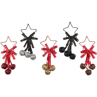 Christmas Gifts 98814 Weihnachtsstern mit Glöckchen, 5 Stück, 18 cm, 4-teilig