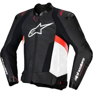 Alpinestars Missile V3 Lederjacke - Schwarz/Weiß/Neon-Rot / 62