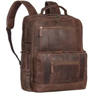 STILORD 'Eike' Modischer Laptoprucksack 15,6 Zoll Leder Business Rucksack Damen Vintage Tagesrucksack Herren Leder Rucksack mit vielen Fächern Echtleder, Farbe:veleta - braun