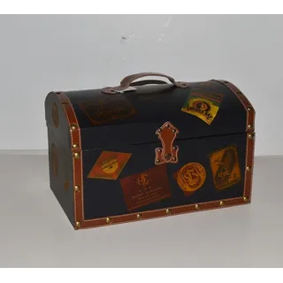 Deko Vintage Koffer 2-er Satz halbrunde Holztruhen Kisten Retro l 40/34 cm