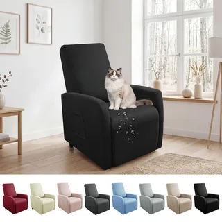BOFITENG 1-Sitzer Sesselbezug, All-Inclusive Sessel üBerzug Stretch mit Taschen, wasserdichte Sesselschoner für Relaxsessel Fernsehsessel Sesselhusse (Schwarz)