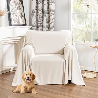 MYSKY HOME Sesselschoner für Relaxsessel - Sofa Überzug 1 Sitzer, Sesselbezug für Zuhause, Sesselüberwurf Armlehnenschoner für Haustieren, Sessel Bezug für Fernsehsessel 180 x 230cm, Weiß