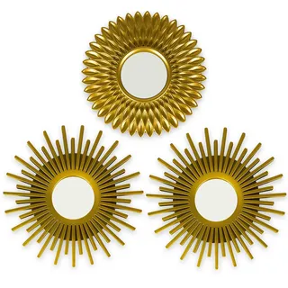 BONNYCO Runder Wandspiegel 3 Stück 30 x 30 cm Gold