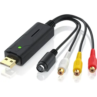 Aplic USB Audio Video Grabber - VHS - Videoadapter zur Bearbeitung, USB zu S-Video, Composite, Cinch - Schwarz