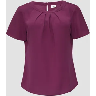 S.Oliver BLACK LABEL Crêpe-Bluse mit Falten am Ausschnitt, Fuchsia 38