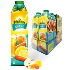 Pfanner A+C+E Mehrfruchtsaft (8 x 1 l) - min. 25 % Fruchtgehalt – vitamin-reicher Saft – Fruchtgetränk im Vorratspack