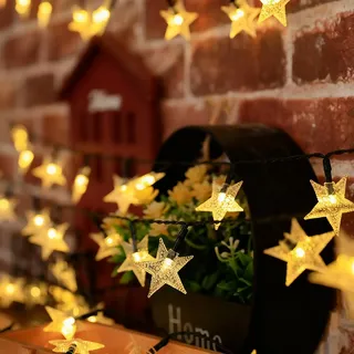 Quintrost Solar Sterne Lichterketten Außen, 6.5M 30 LED Weihnachten Sterne Lichterketten 8 Modi, Wasserdicht Solarlichterkette für Garten, Party, Terrasse Weihnachtesbeleuchtung Dekoration, Warmweiß