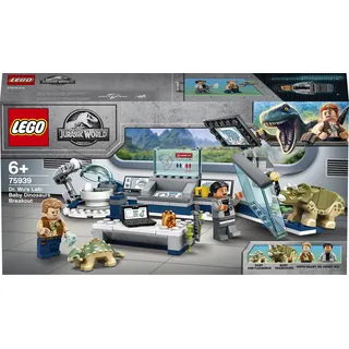 LEGO 75939 Jurassic World Dr. Wus Labor: Ausbruch der Baby-Dinosaurier, Spielzeug ab 6 Jahre mit Dinosaurier-Figuren: Triceratops & Ankylosaurus