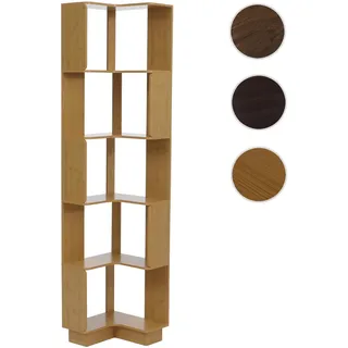 Eck-Bücherregal HWC-P53, Eckregal Standregal Wohnregal, 5 Ebenen MDF Melamin 175x40x40cm ~ Bambus-Op