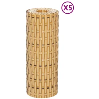Balkon-Sichtschutze 5 Stk. Hellbraun 255x19 cm Poly Rattan