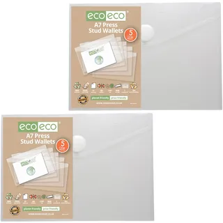 eco-eco Sichthülle mit Druckknopf, A7, 95% recycelt, transparent, Kunststoff, 10 Stück, eco154x2