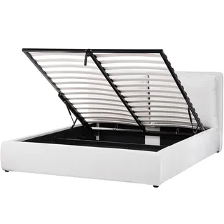 Beliani Bett 160/200cm Cremeweiß Bajonna - Textil , 160x200 cm , Schlafzimmer, Betten