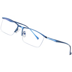 JoXiGo Herren Computerbrille Blaulichtfilter Ohne Stärke UV Blockieren Anti-Müdigkeit Metall Halbrahmen Rechteckig Brillenfassungen + Brillenetuis