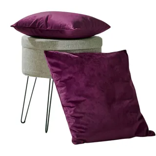 Dekokissen WECKBRODT "Valentin" Gr. 2, lila (aubergine, unifarben), B:50cm L:50cm, Polyester, Dekokissen_Sitzkissen_Kissenhüllen, Dekokissen, Samt-Optik, Velour, Unifarben, Kissenhülle ohne Füllung, Topseller