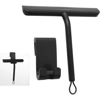 Vinabo Duschabzieher, Abdruckfrei Reinigender Duschabzieher Schwarz für Glastüren, mit Ständer, Dusch Abzieher Wischer für Dusche,Badezimmer,Spiegel,Glas-Reinigung,Fliesen,21cm (Packung mit 5)