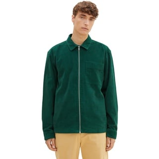 TOM TAILOR Denim Herren 1037469 Overshirt Hemd aus Cord mit Reißverschluss, 10778-Hunter Green, M