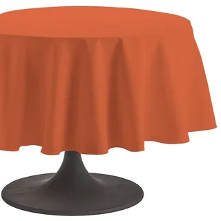Coucke Tischdecke rund Uni Mandarine Baumwolle 180 cm