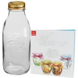 Einmachglas Original Quattro Stagioni 1,0L Flasche Vorratsglas Gläser incl. Bormioli Rezeptheft