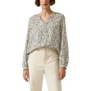 Langarmbluse S.OLIVER, Damen, Gr. 34, grau floral, Web, Obermaterial: 100% Viskose, gemustert, regular fit normal, Rundhals, elastischer Bund, Blusen Langarmbluse, mit All-Over Print