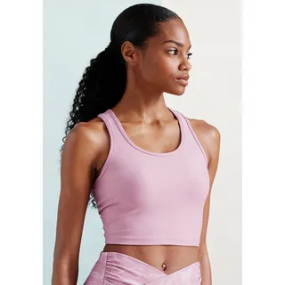 LASCANA ACTIVE Crop-Top Sporttop mit Ringerrücken und Logodruck, rosa