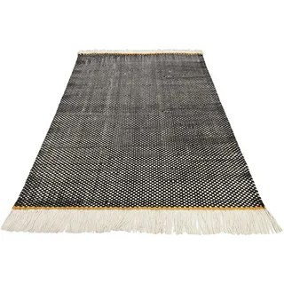 Esprit Wollteppich »Casa ESP 2208« rechteckig 18 mm Höhe Naturfaserteppich mit Fransen, Wohnzimmer, schwarz