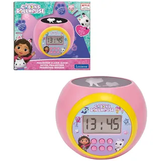 Lexibook, Gabby's Dollhouse, Projektionswecker mit Alarm- und Schlummerfunktion, Nachtlicht mit Timer, LCD-Bildschirm, Batteriebetrieben, Rosa, RL977GDH