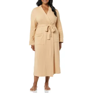 Amazon Essentials Damen Leichter Waffel-Bademantel, Lang (Erhältlich In Übergröße), Helles Kamelbraun, M