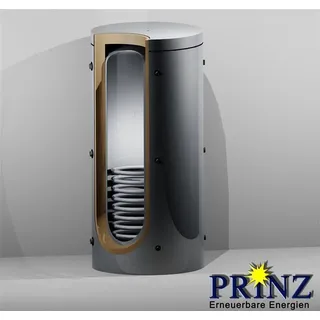 Pufferspeicher 1000 Liter mit 1 Wärmetauscher für Solar und Isolierung - Grau