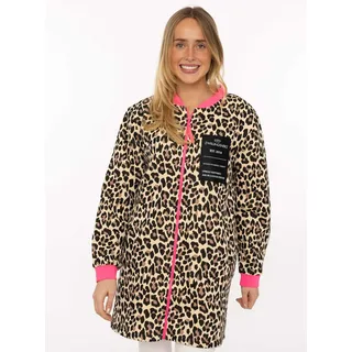 Kurzmantel ZWILLINGSHERZ "Leo Love", Damen, Gr. XL, beige, Sweatware, Obermaterial: 50% Baumwolle, 50% Polyester, Mäntel Kurzmantel, mit Patch, Reißverschluß, elastische Bündchen