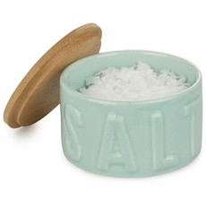 Balvi Salzbehälter für Salzflocken Farbe Türkis Salzstreuer mit Deckel für die Küche Keramik/Bambus 4