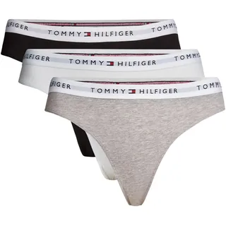 Tommy Hilfiger Damen 3er Pack Slips Bikini Form Unterwäsche, Mehrfarbig (White/Black/Grey Heather), L