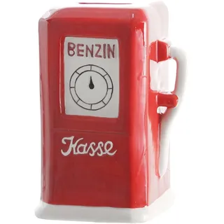 Spardose Zapfsäule Retro aus Keramik – Benzin-Spardose mit Gummistopfen, Geldgeschenk für Autofans & Oldtimer-Liebhaber – kein Schloss