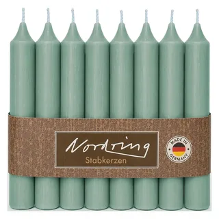 Nordring 8 Stabkerzen Rustik moosgrün 2,2 x 25 cm hoch durchgefärbt RAL-zertifiziert