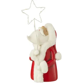 Manahee Design | LED Weihnachtsmann Figur aus Harz Weiß/Rot 35,5 cm | Innen Dekoration - Weiß, Rot