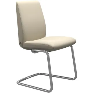 Polsterstuhl STRESSLESS "Laurel", beige (cream batick, schwarz matt), B:53cm H:92cm T:59cm, Leder BATICK: BATICK ist ein leicht korrigiertes, durchgefärbtes und genarbtes Möbelleder, bei dem die meisten Unebenheiten und Spuren in der Regel entfernt wurden., Stühle, Polsterstuhl, Low Back, Größe L, mit Beinen aus Stahl in Schwarz matt