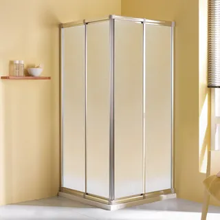 Breuer Fara 4 Eck-Duschkabine mit Schiebetür rechts 90 x 185 cm Silber Matt/Strukturglas 800-900x1850