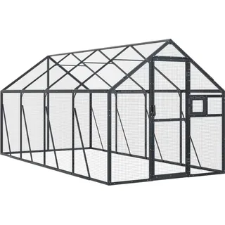 vidaXL Voliere Anthrazit 1,79x4x1,85 m Aluminium - Grau