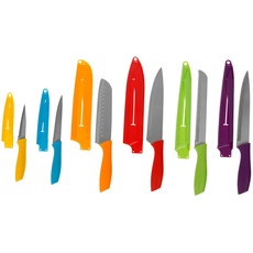 Gers Equipement 533040 Pradel Reiben Küchenmesser-Set mit farbigen Griffen und Schutzhüllen, 6 Messer und 6 Hüllen, Mehrfarbig