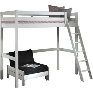 Vipack Hochbett Made in Europe 90 x 200 cm Kiefer massiv grau-weiß