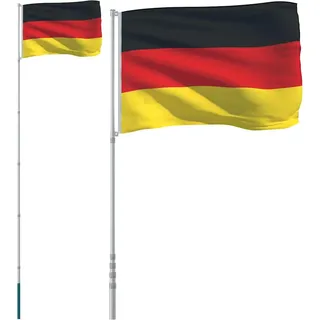 vidaXL Flagge Deutschlands mit Mast 5,5 m Aluminium - Silber
