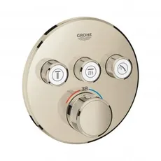 Grohe Grohtherm SmartControl Thermostat mit drei Absperrventilen, Wandrosette rund, Farbe: Nickel poliert