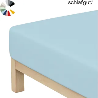 schlafgut Spannbettlaken Jersey 90 x 200 - 100 x 200 cm blau light