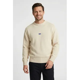 Strickpullover HUGO BLUE, Herren, Gr. M, open weiß121, Strick, Obermaterial: 100% Baumwolle, unifarben, relaxed fit normal, Rundhals, Bündchen, Pullover Strickpullover, Relaxed Fit, Rundhalsausschnitt, softe Strickqualität