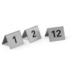 HENDI Tischnummern, Nummer 1-12, 50x35x(H)40mm, Edelstahl 18/0