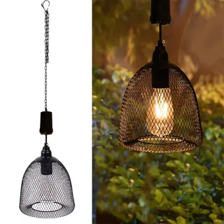 pearlstar Hängelampe mit Batterie, Batteriebetriebene Hängelampe mit 6 Stunden Timer, Outdoor Indoor Deckenleuchte Hängend Laterne Metall Schwarz Pendelleuchte für Patio Bar Hof Garten